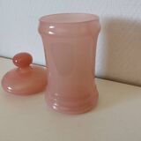Pink opaline apothecary box, jar, pocket tray