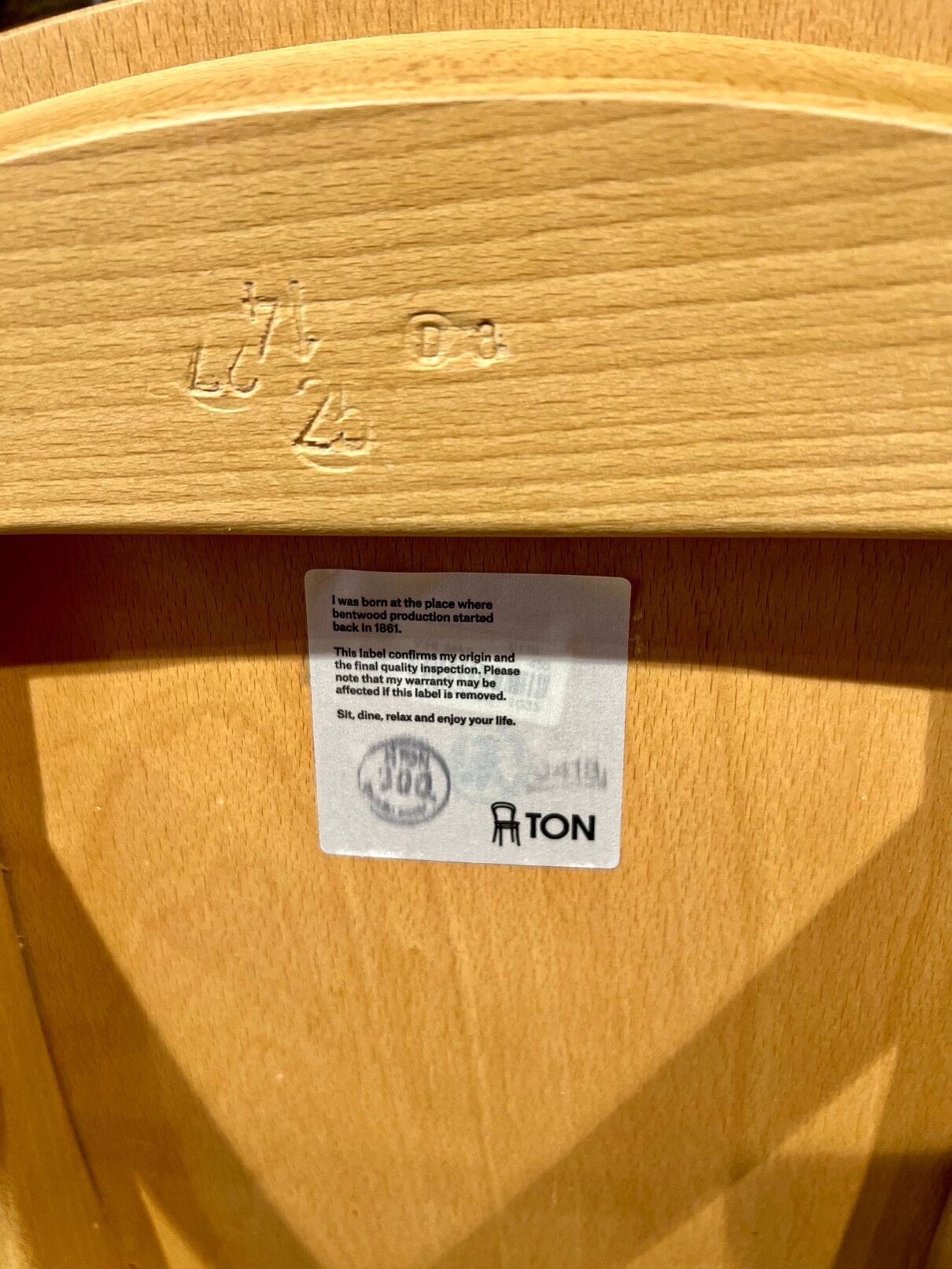 Set of 35 beech chairs with bars brand TON model Ivy