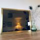 Italian brass mirror and smoked glass - 90x70cm