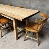 Old fir farm table 1930-1950 vintage country table