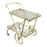 Rolling table cart in brass and glass, 20th century