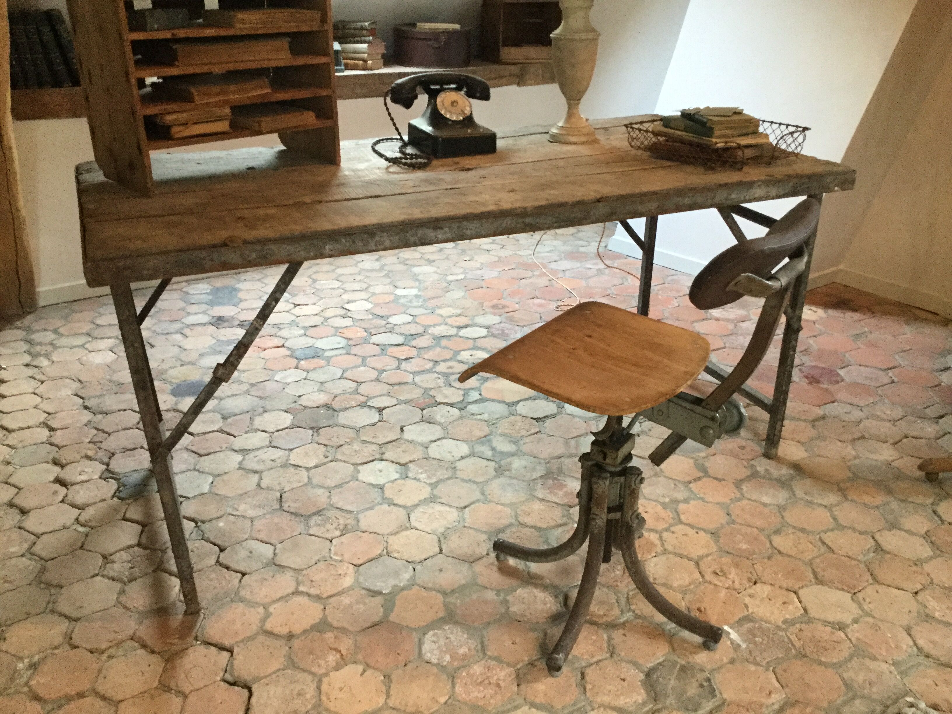 Iron and old wood table