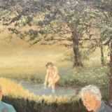 Painting by Camille Delahaut, "The Picnic". Vintage