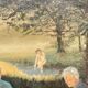 Painting by Camille Delahaut, "The Picnic". Vintage