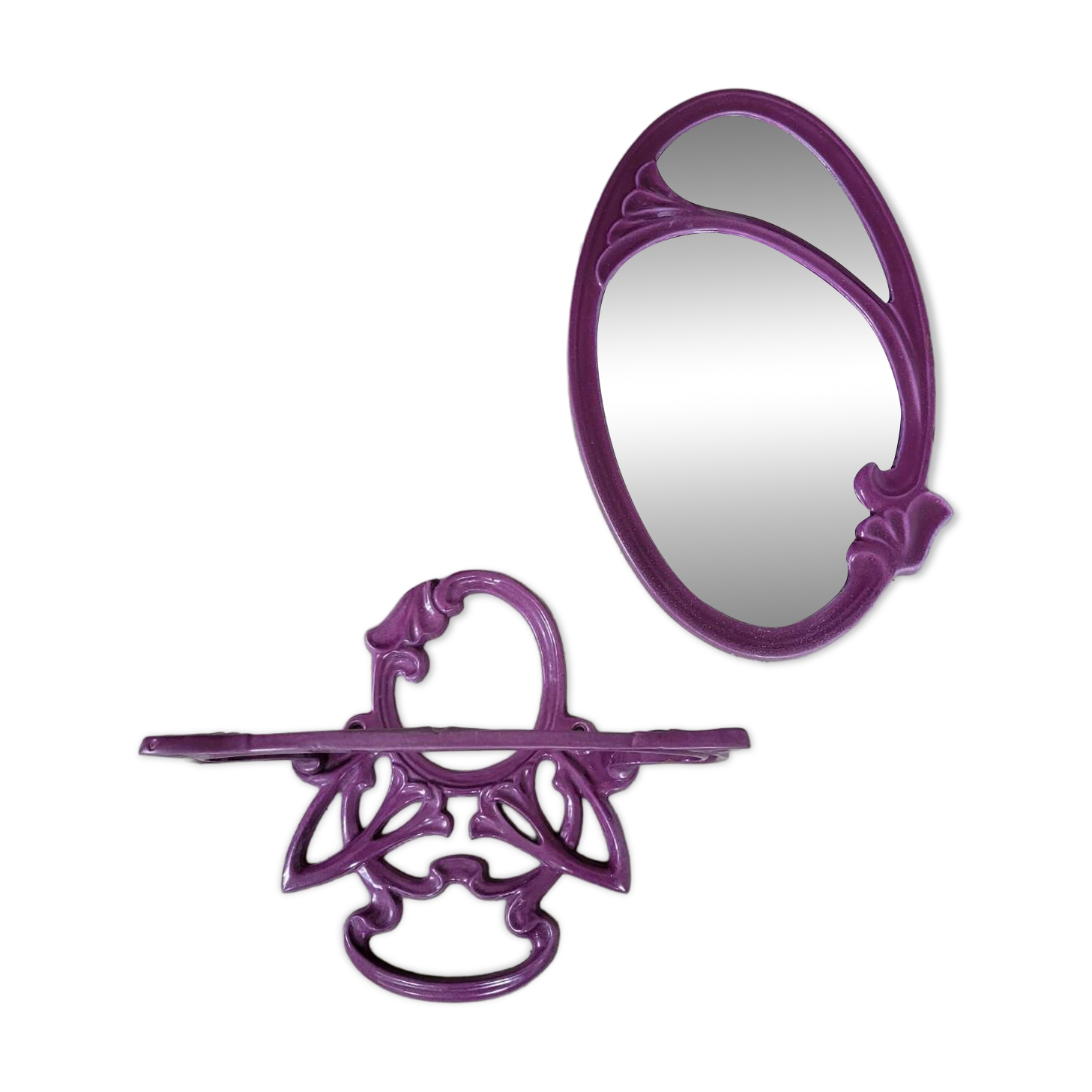 Bathroom set enamelled cast iron mirror door set