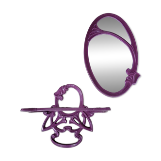 Bathroom set enamelled cast iron mirror door set
