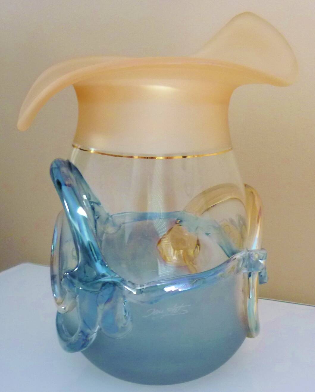 Large designer vase, signed Jon Art, modernist, abstract decorations