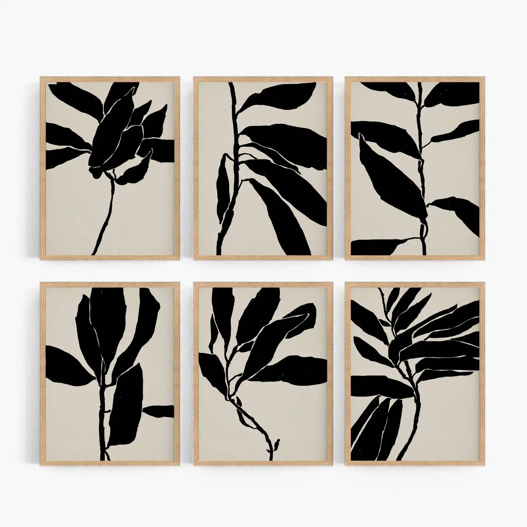 Ensemble de 6 impressions giclées. Série botanique.