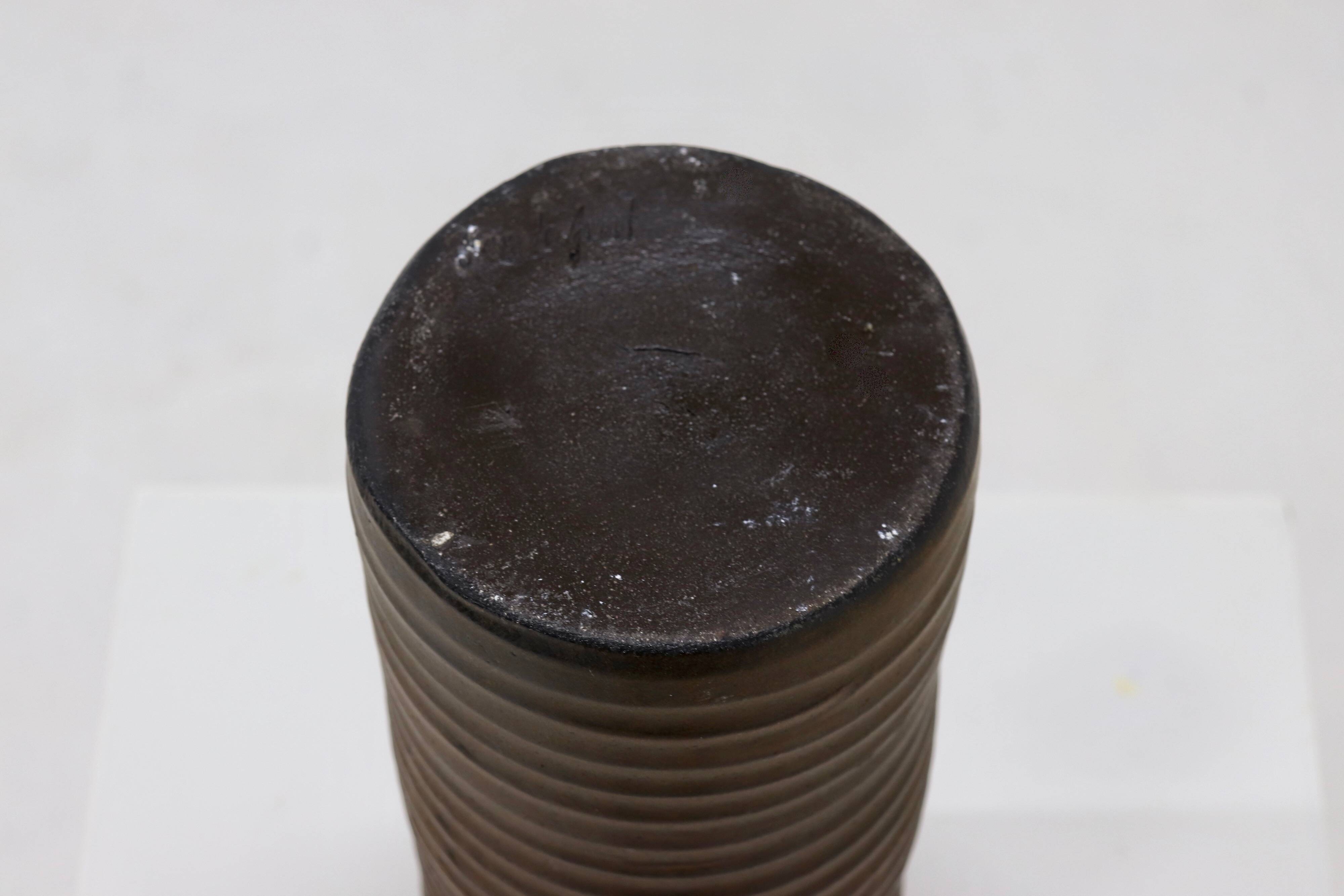 Studio Pottery Cylindrical Vase by Jan de Graaf 1970s