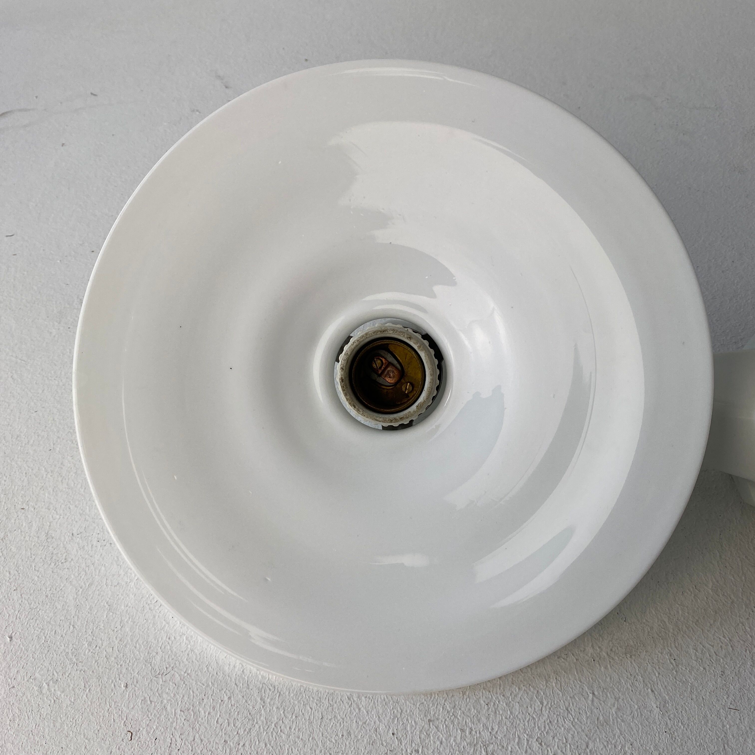 Old ceramic and opaline vintage wall lamp