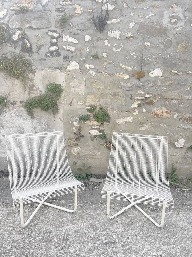 Pair of wire armchairs, 1980s