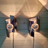 Paire d'appliques murales Space Age en métal chromé, 1970