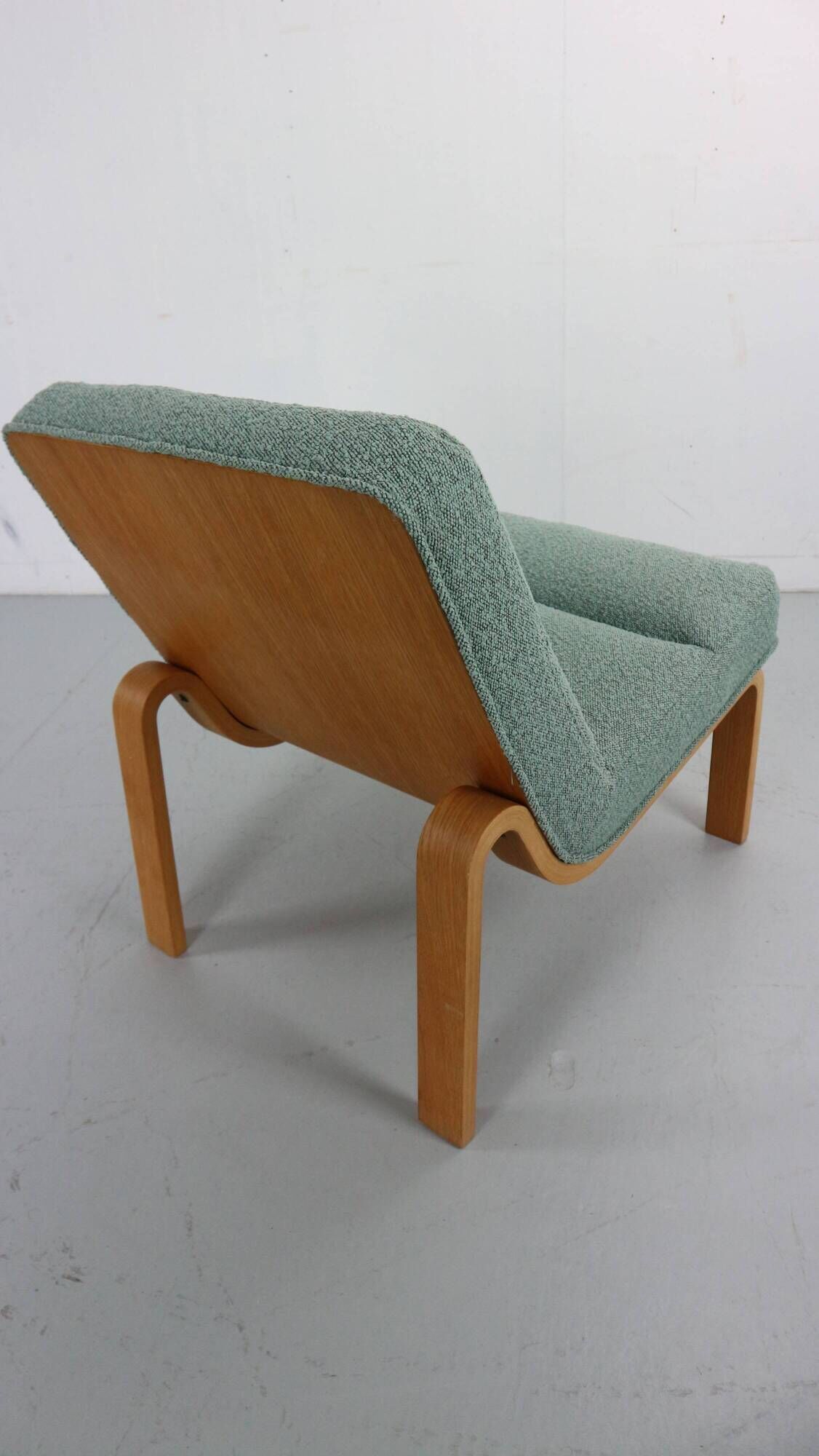 Danish Plywood Lounge Chair by Magnus Olesen,  in mint bouclé