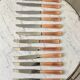 Set of 12 vintage horn knives 70s