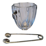 Crystal and silver ice bucket, silver clamp