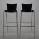 Midcentury chrome and wood bar stools by Ton, Czechoslovakia, 1980s