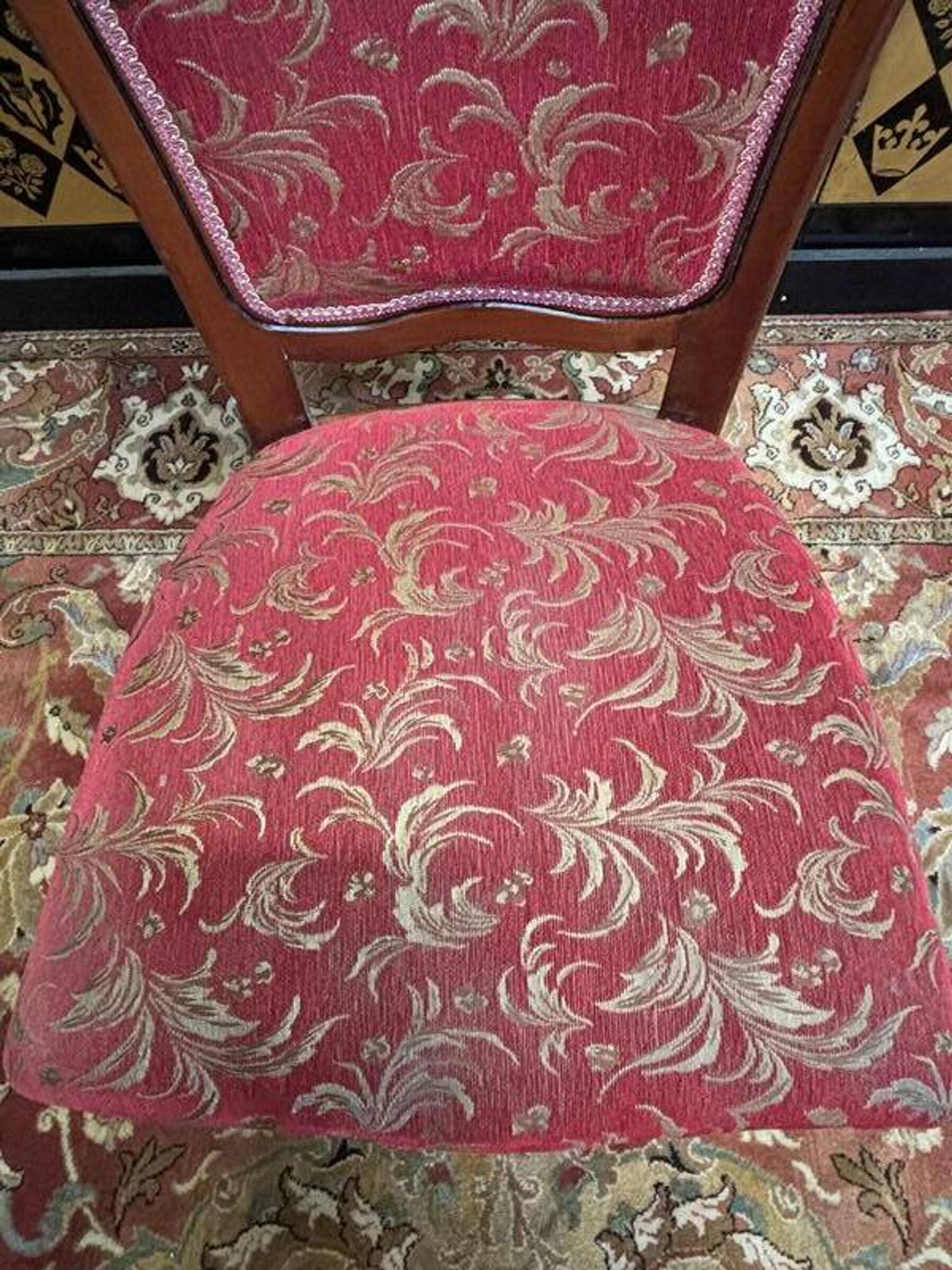 2x8 wooden and fabric chairs