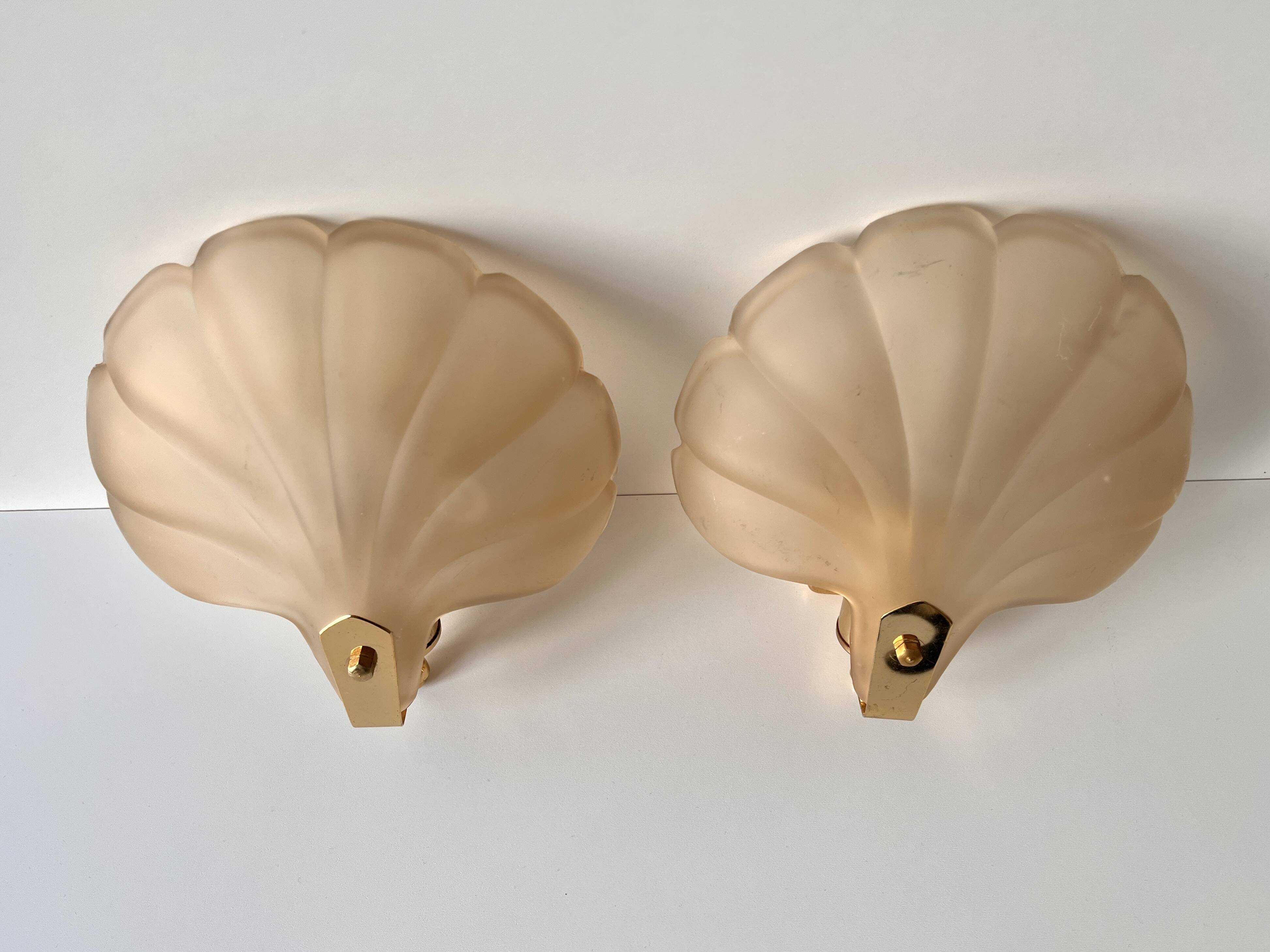 Appliques murales coquillages en verre vintage, lampes style art nouveau