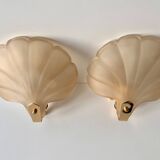 Appliques murales coquillages en verre vintage, lampes style art nouveau