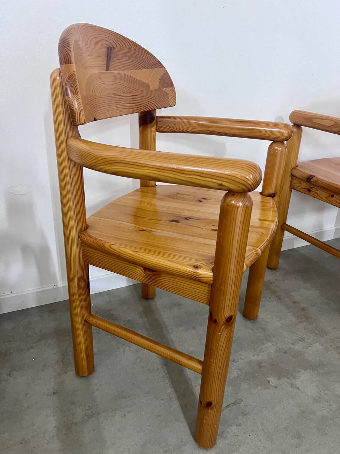 6 old Scandinavian chairs from the 70s solid wood design Reiner Daumiller in solid pine