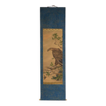 Kakejiku ancien japonais de rapace en couleur sur papier – Japon, vers 1900