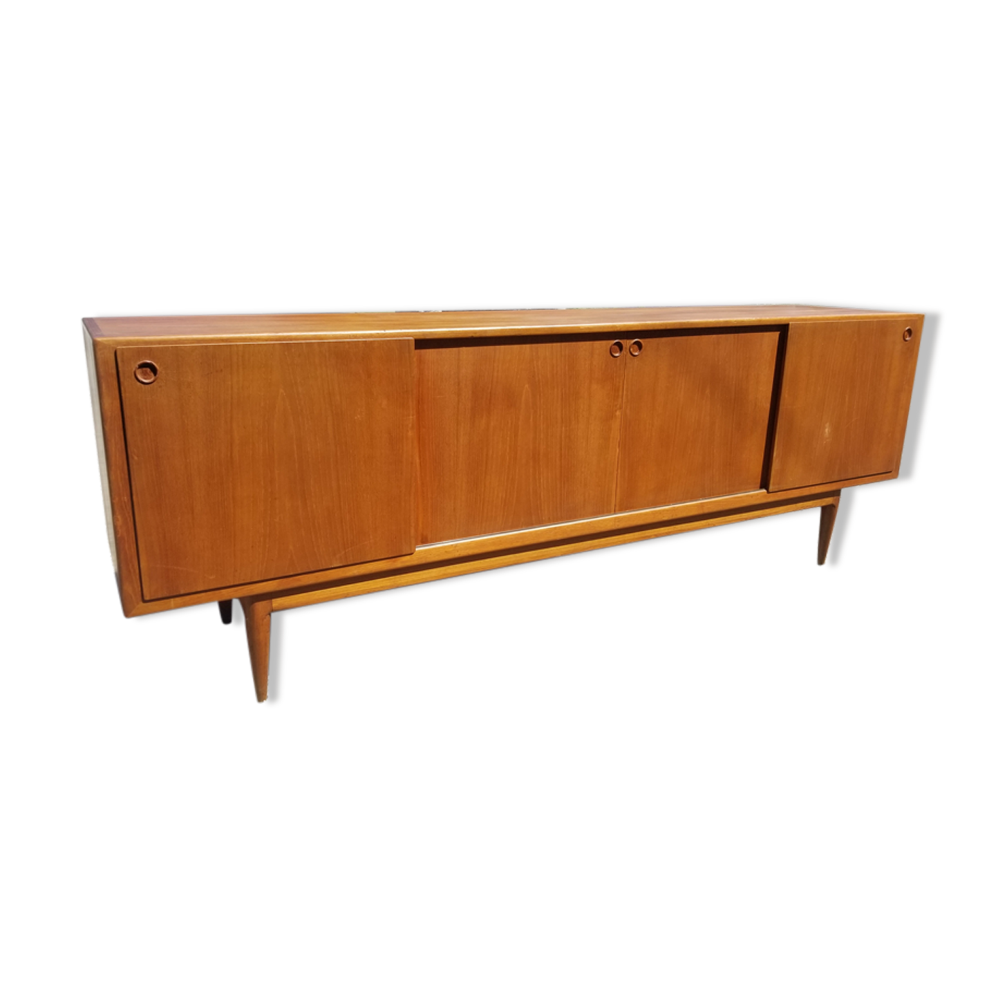 Scandinavian teak row 4 sliding doors - 60s