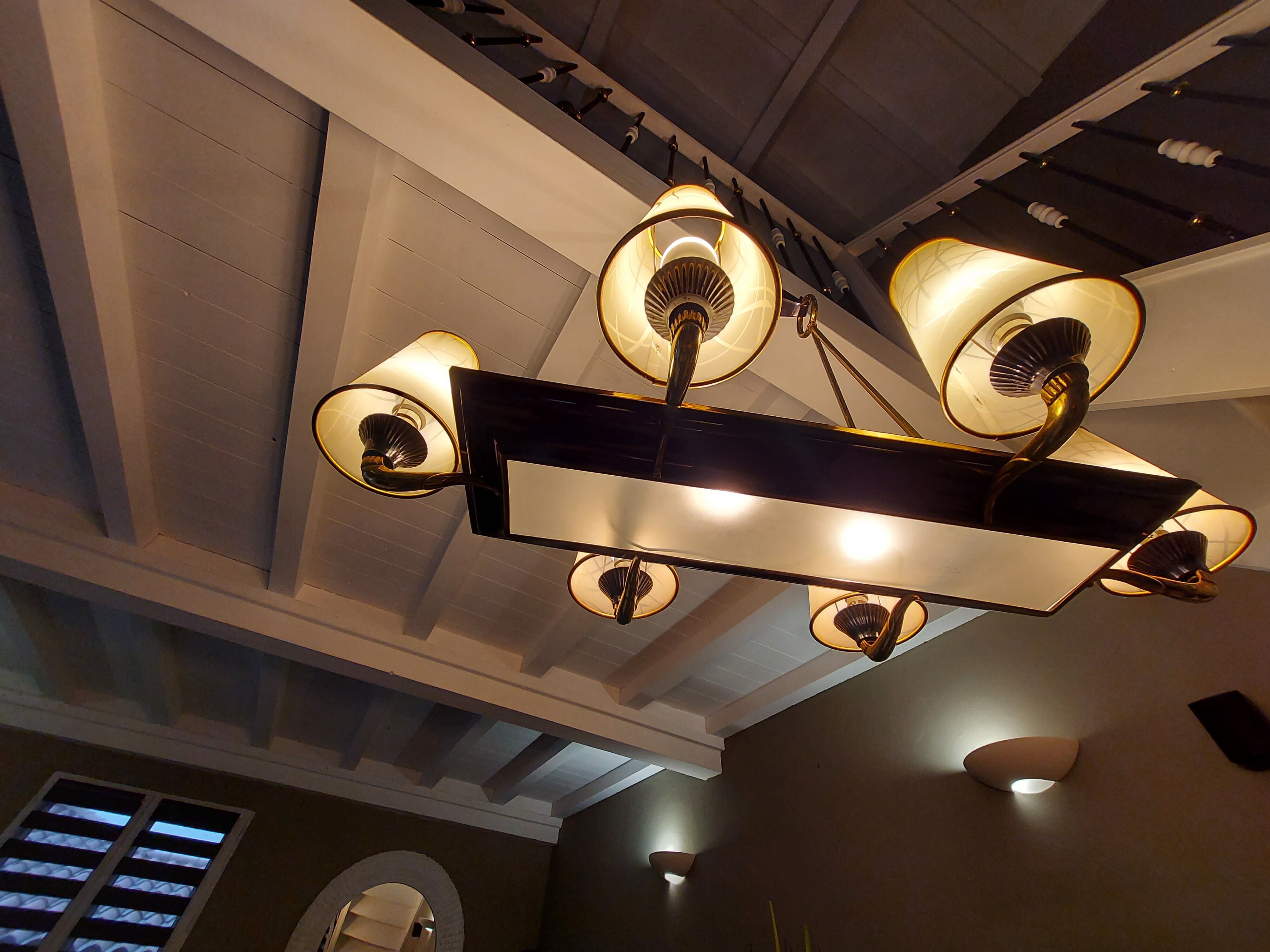 Vintage chandelier art deco 8 fires 1950