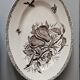 Large antique oval dish Terre de Fer – decoration of apples and insects