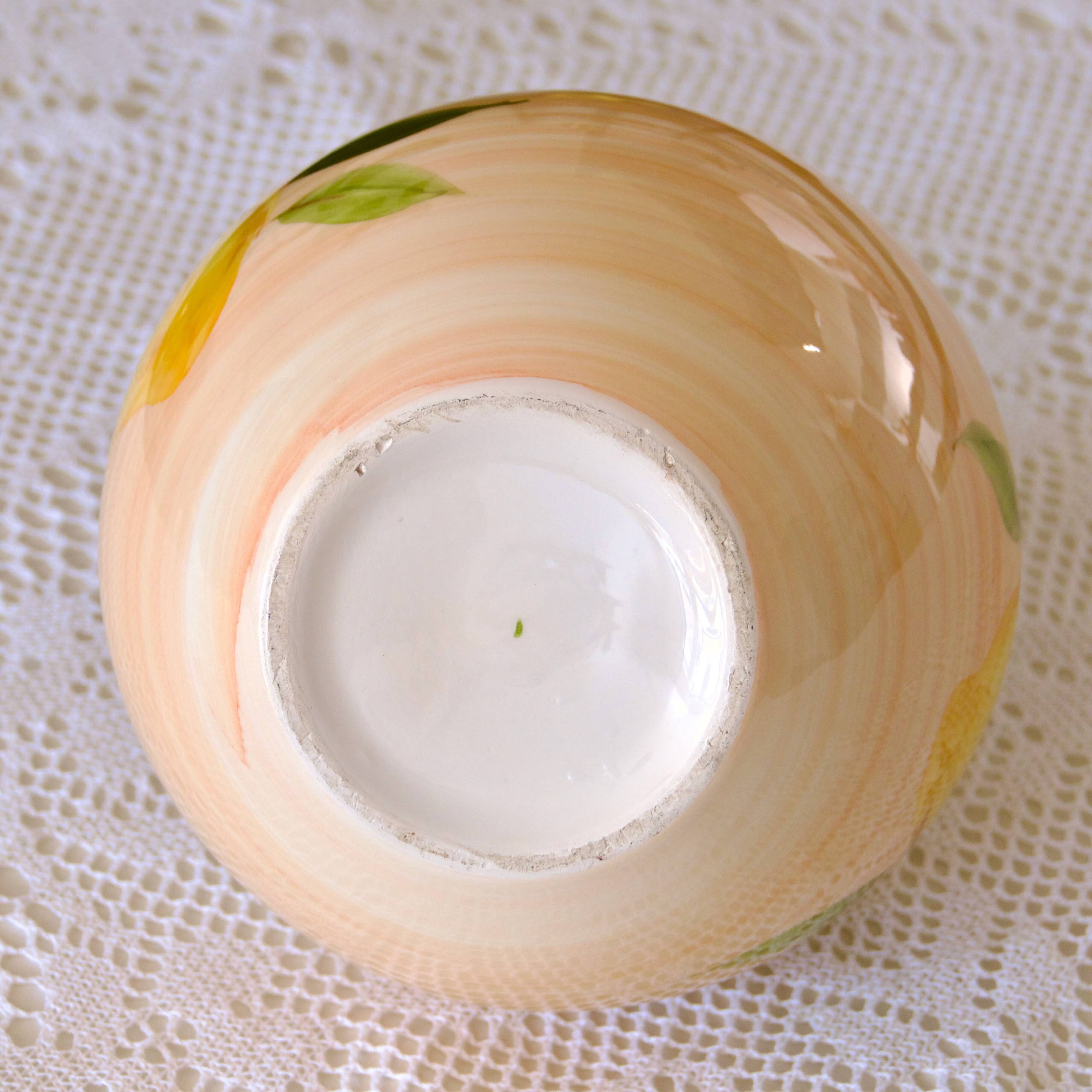 Vase boule vintage à décor de citron
