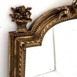 Louis XVI style mirror in wood and gilded stucco, 19th century