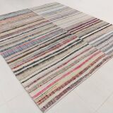Large Striped Multicolor Vintage Kilim Rug, 292x327Cm