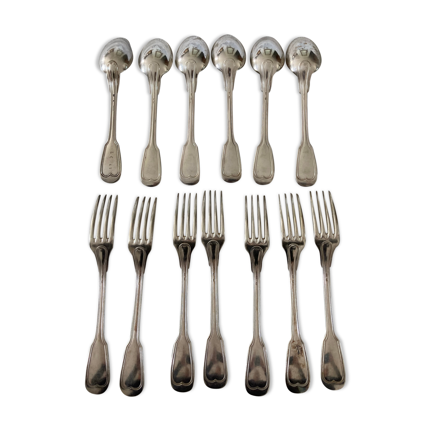 6 silver metal cutlery mesh model