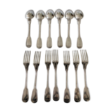 6 couverts en métal argenté modèle filet