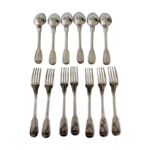 6 couverts en métal argenté modèle filet