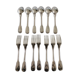 6 silver metal cutlery mesh model