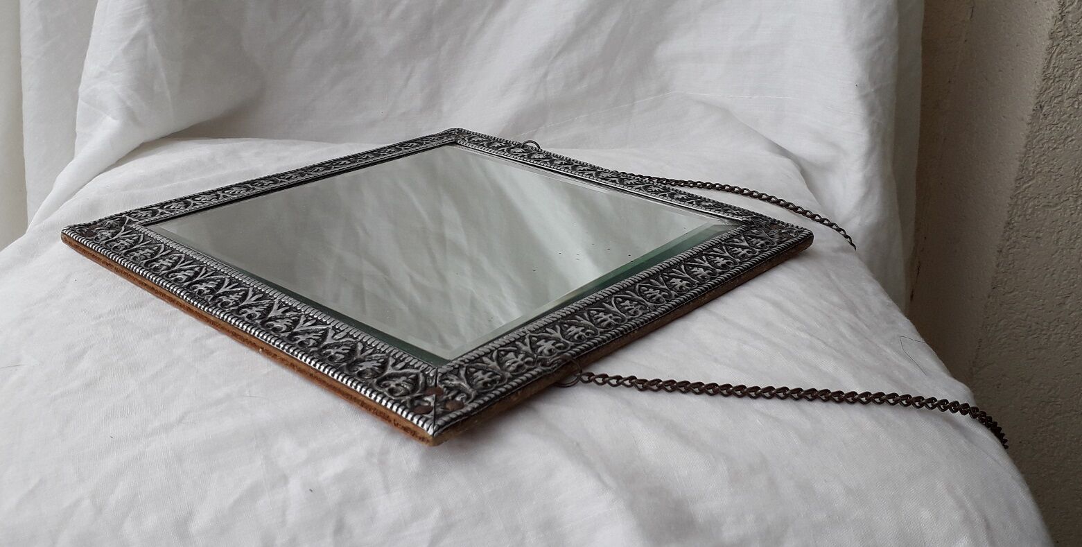 Square pewter mirror
