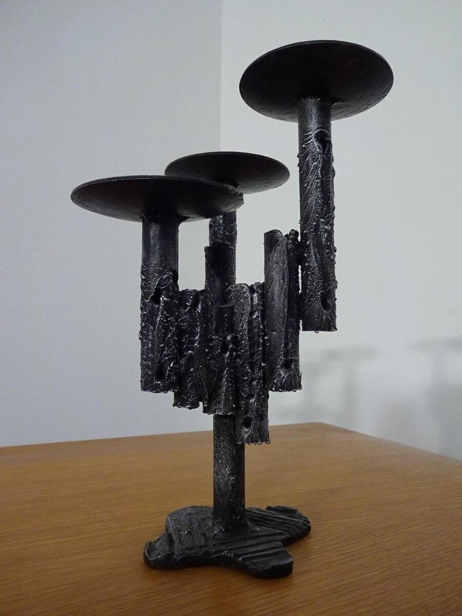 Brutalist Iron Candleholder, 1960s