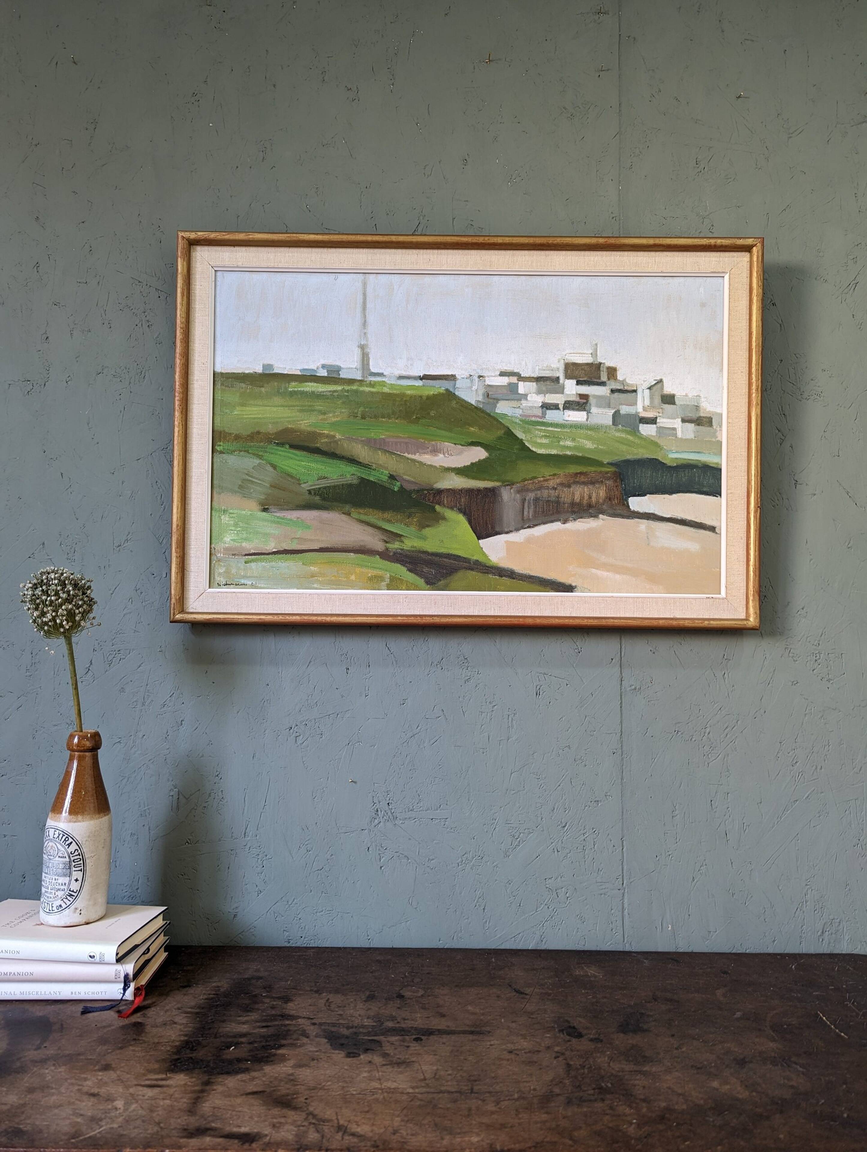 1961 Mid-Century Modern "Brittany" Vintage Expressionist Landscape Oil Painting, Framed