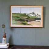 1961 Mid-Century Modern "Brittany" Vintage Expressionist Landscape Oil Painting, Framed