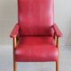 Fauteuil vintage en skaï rouge