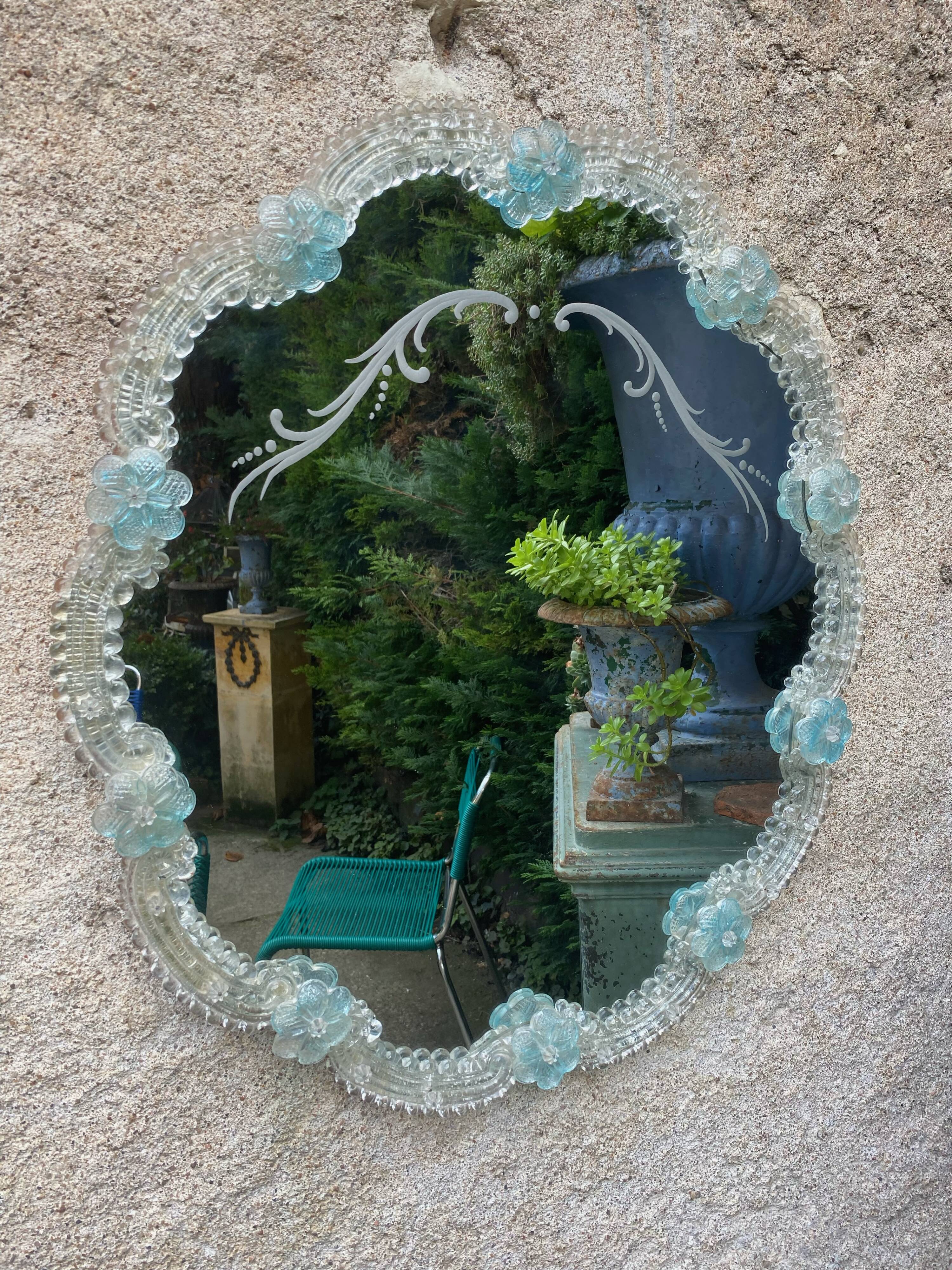 Venetian mirror Murano 1950 53x58cm
