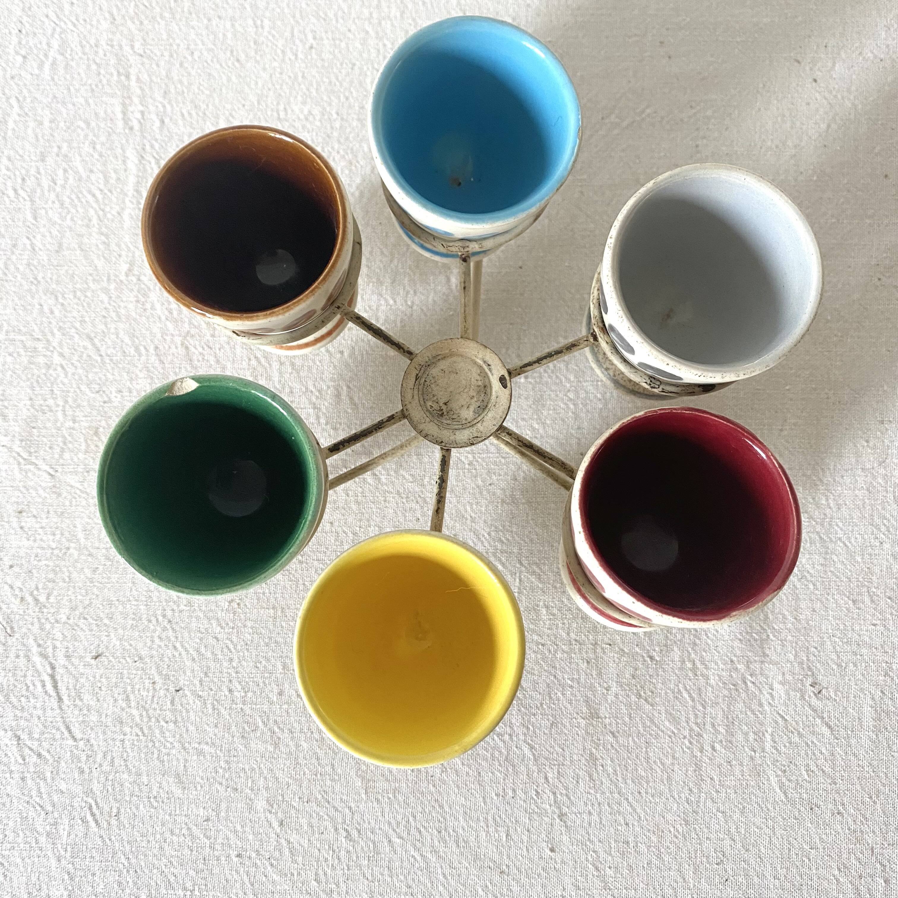 Antique earthenware egg cups