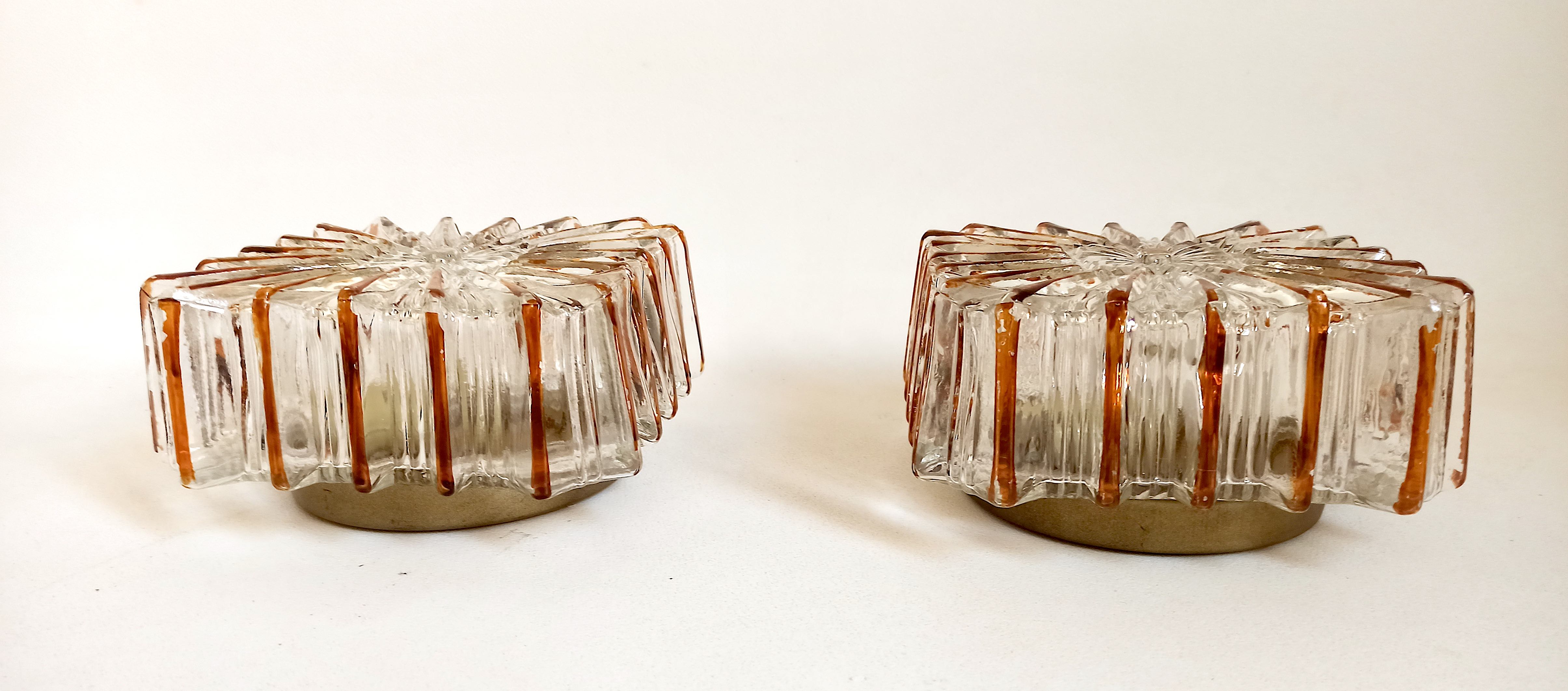 Pair of ceiling lights or wall sconces 70s