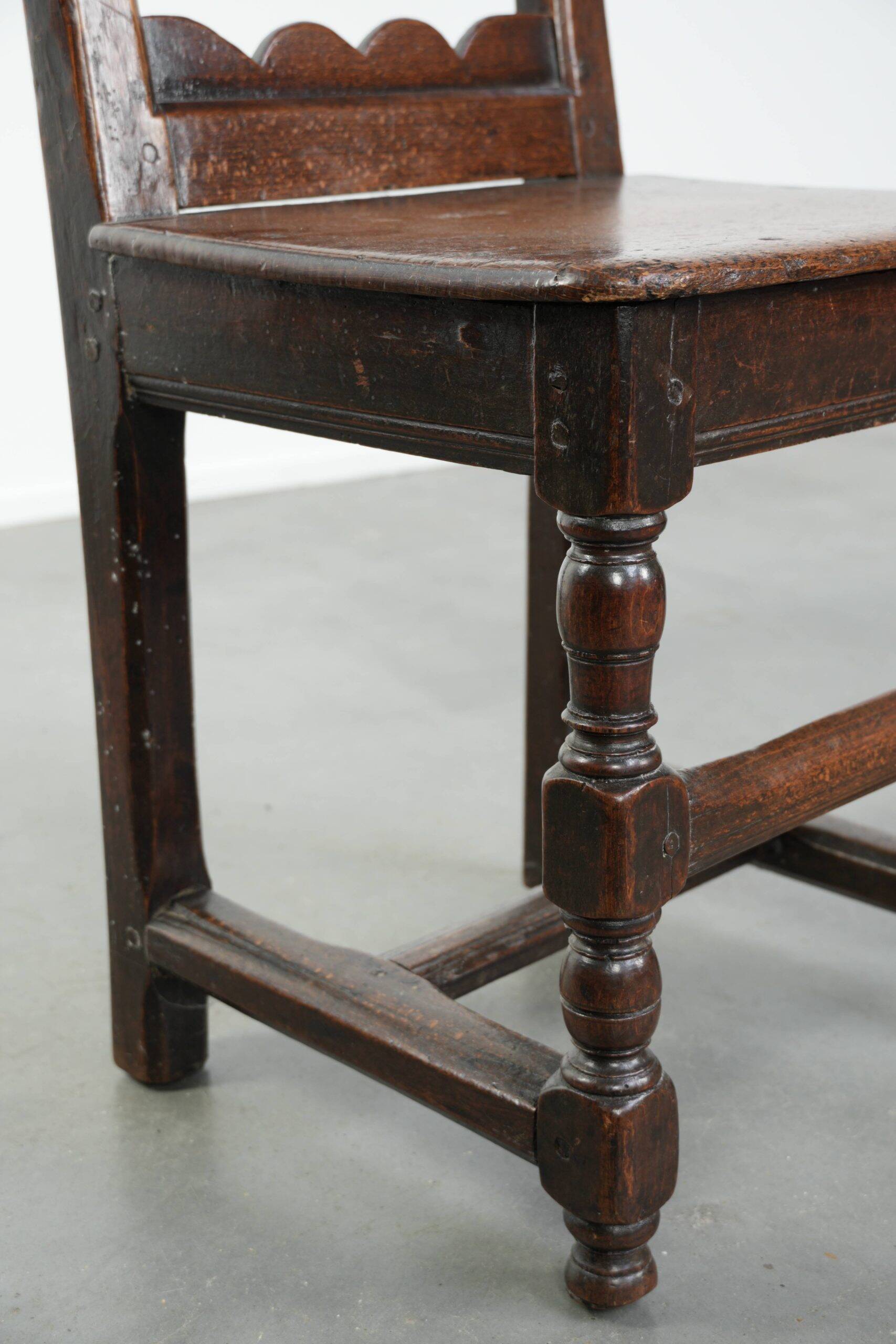 French antique Lorraine chair made of oak from the 18th century