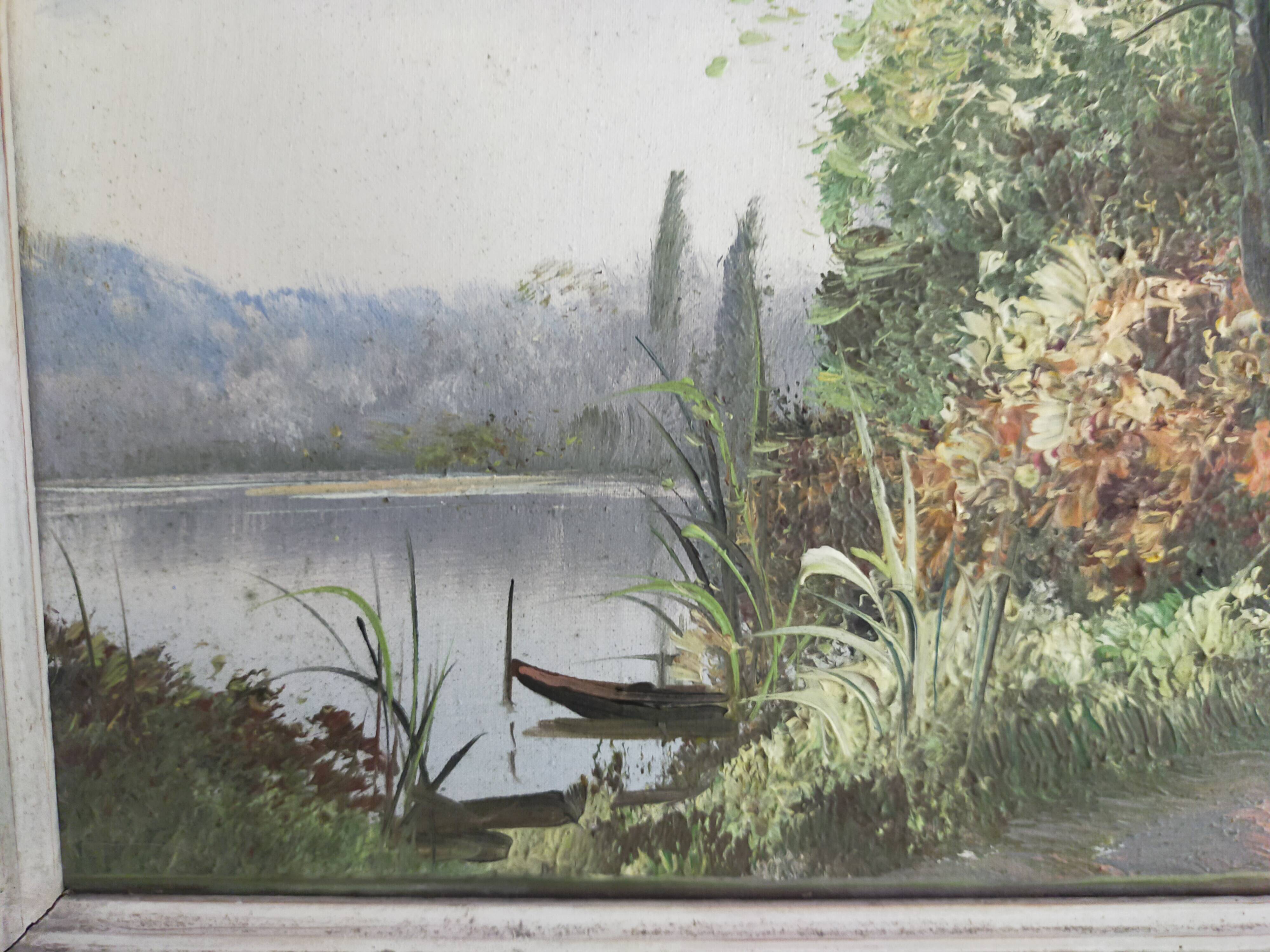 peinture à l'huile ancienne paysage signée Marceau peinture à l'huile encadrée