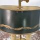 Louis XVI style two-light bouillotte lamp, green lampshade, hand-painted