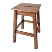 Tabouret ancien en bois massif , antique français