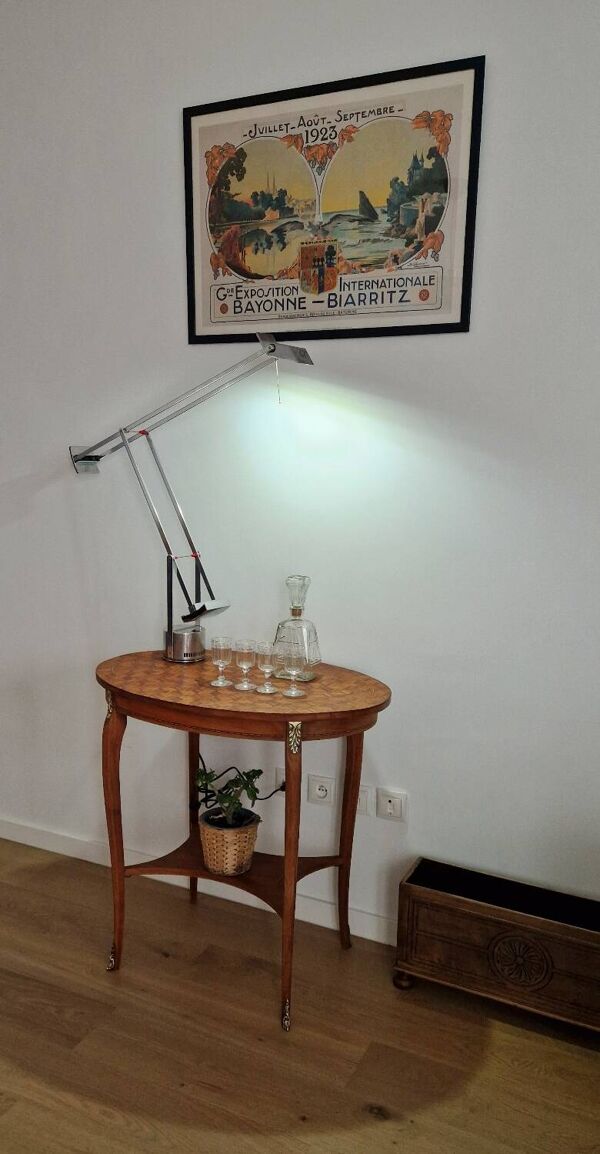 Table guéridon marqueterie époque milieu xxeme