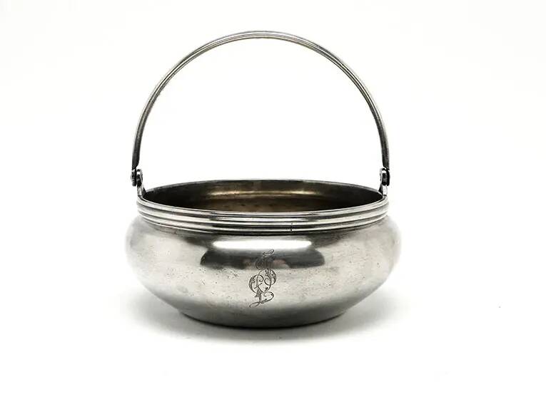 Basket sugar bowl, silver-plated brass, Germany, 1920s