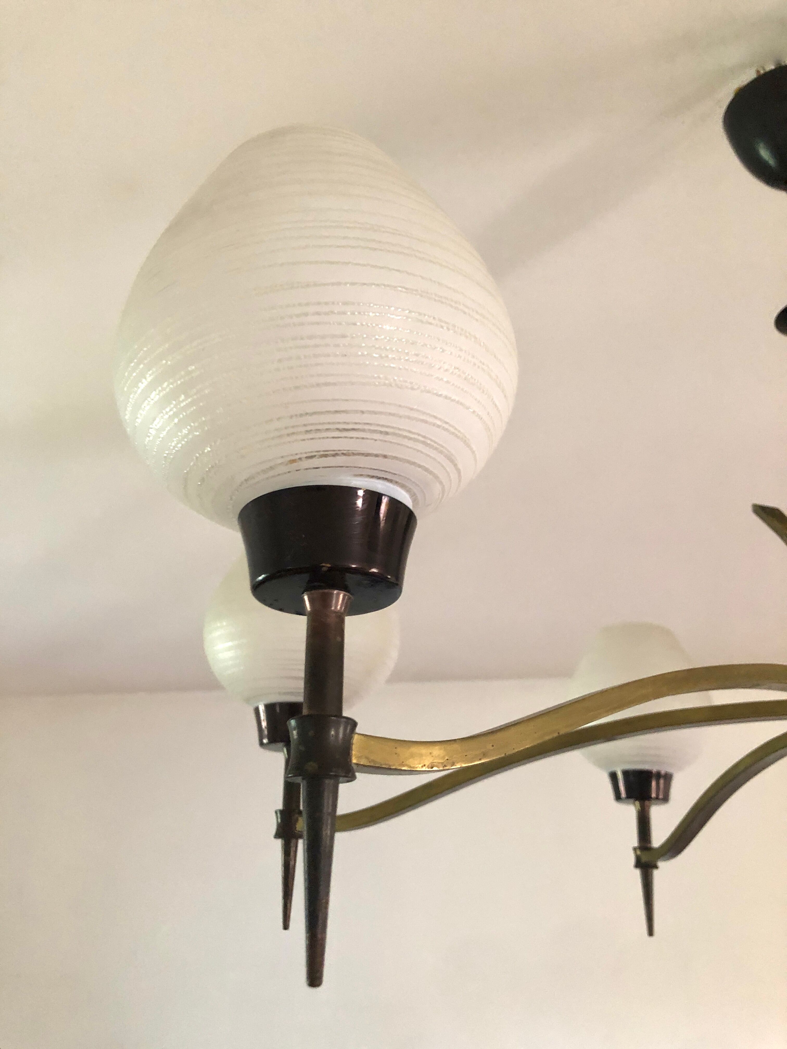 Modernist chandelier with 6 torches 1950